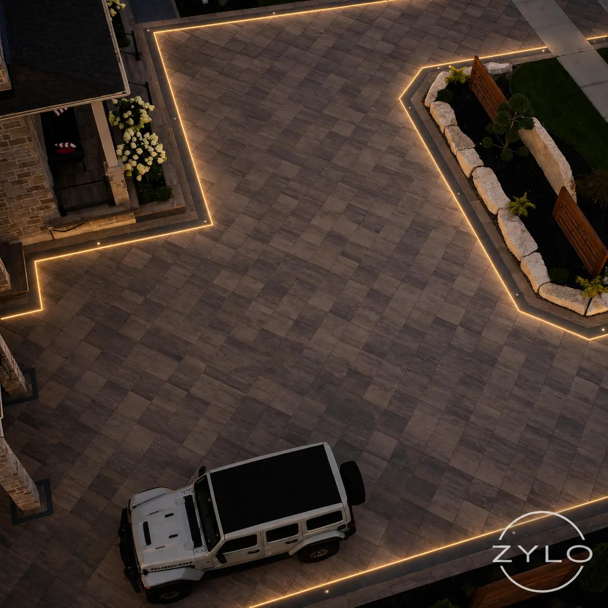 Driveway and garden bed borders lit with Zylo LED